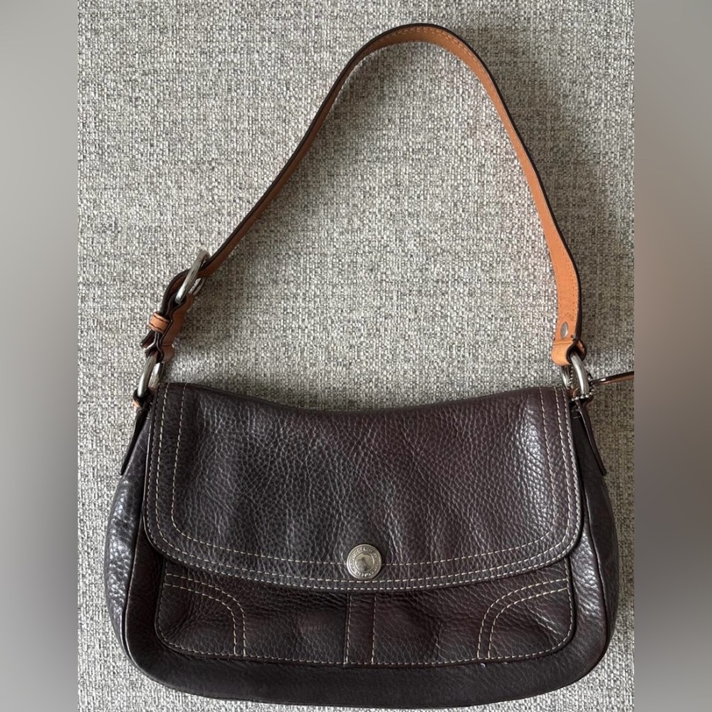 Coach Brown Leather Shoulder Bag with Adjustable Strap